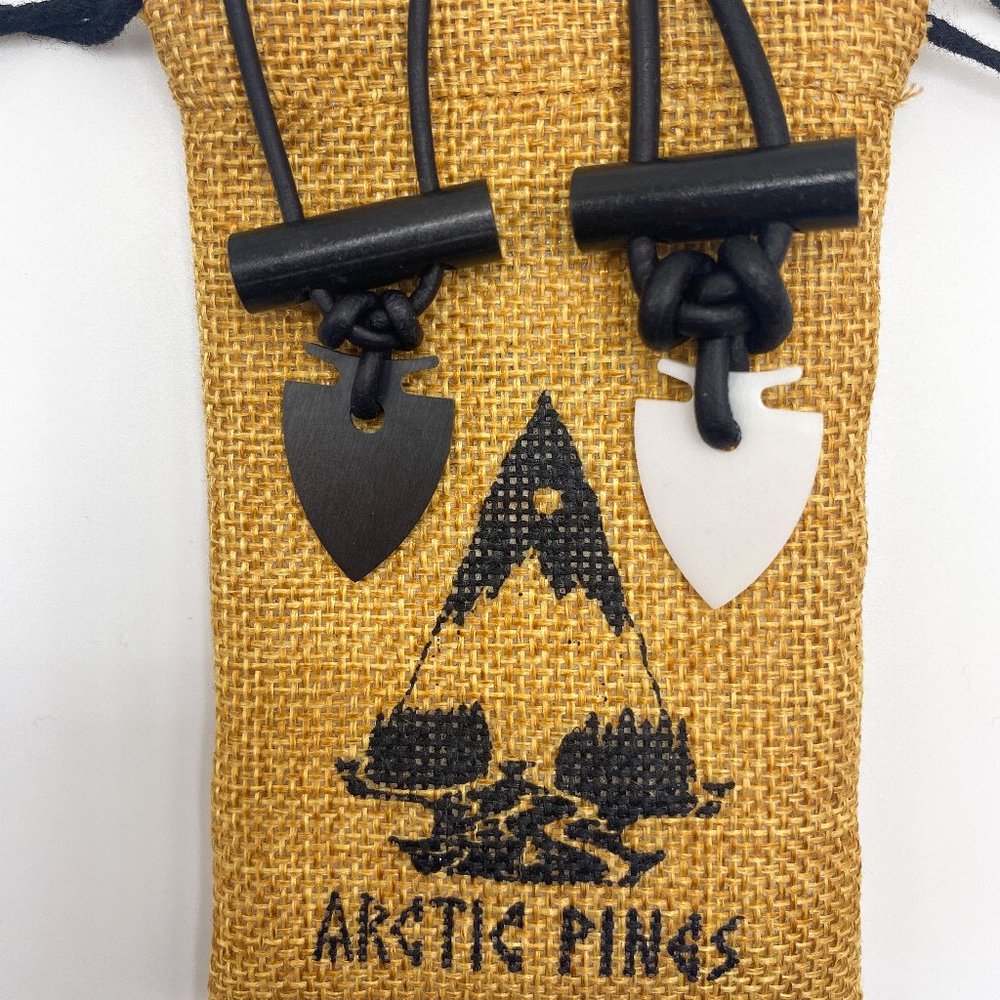 Arrowhead Fire Starter Necklace with Black Cord, Bushcraft Survival Necklace